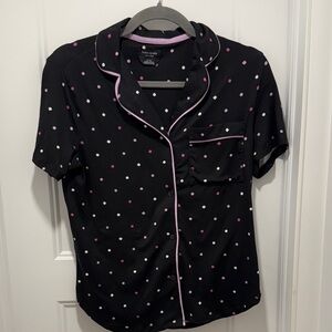 Kate spade Black ponk Polka Dot Pajama button shirt Top